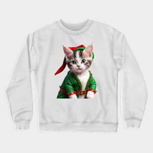 Funny Cat Cute Merry Christmas Ugly Xmas Sweater Elf Kitty Crewneck Sweatshirt